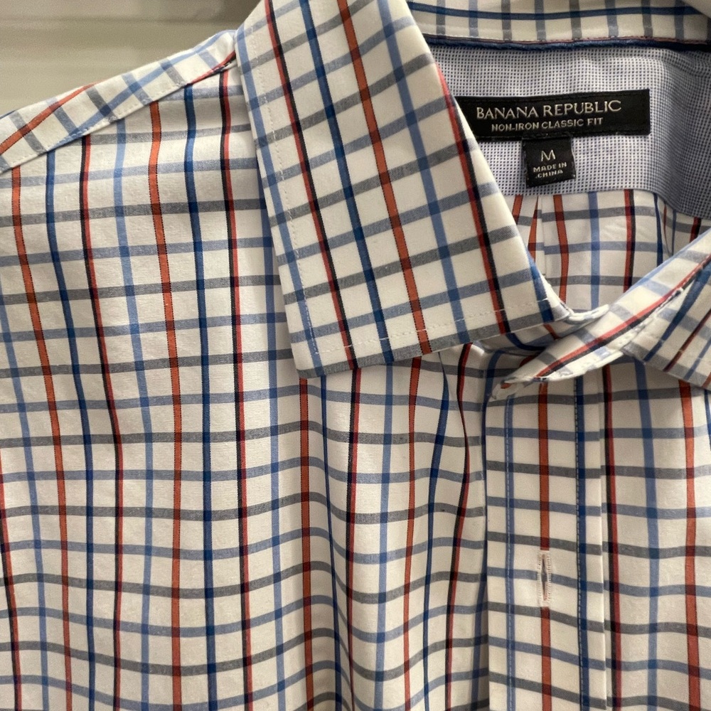Banana Republic Men's Med Multicolor Checkered Shirt